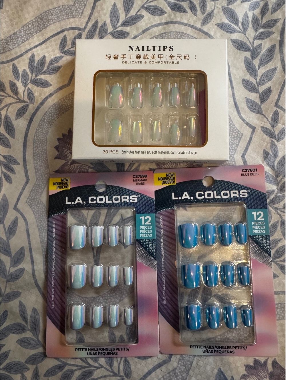 3 Nail Sets Bundle Chrome Press On Nails Silver + Blue Y2K Bundle New